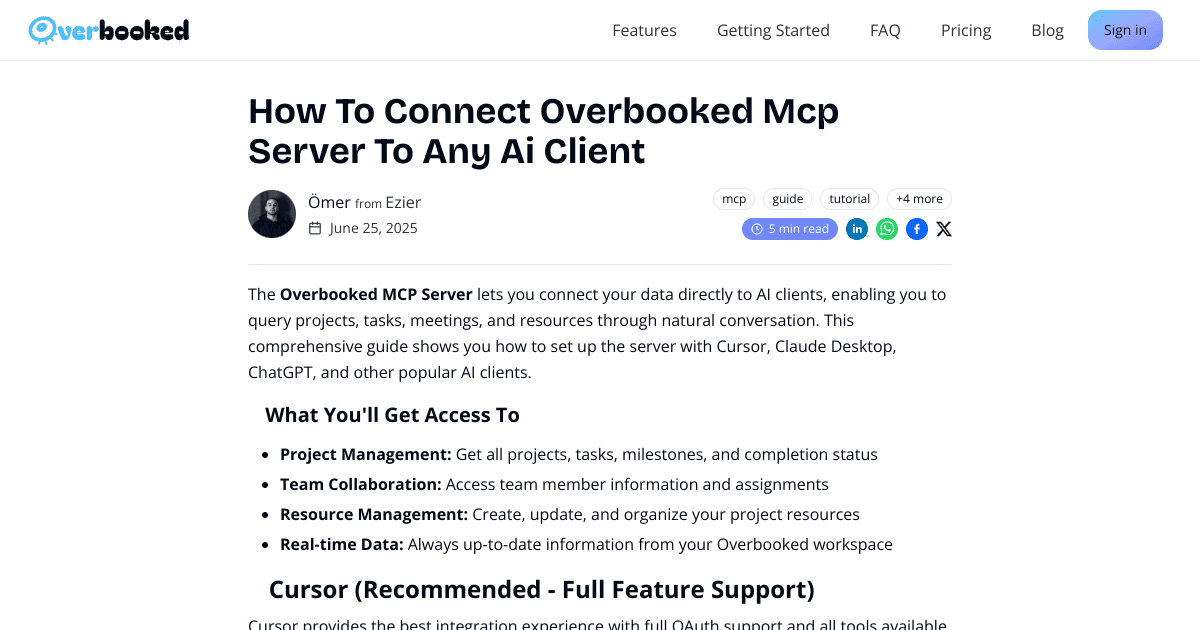 how to connect overbooked mcp server to any ai client