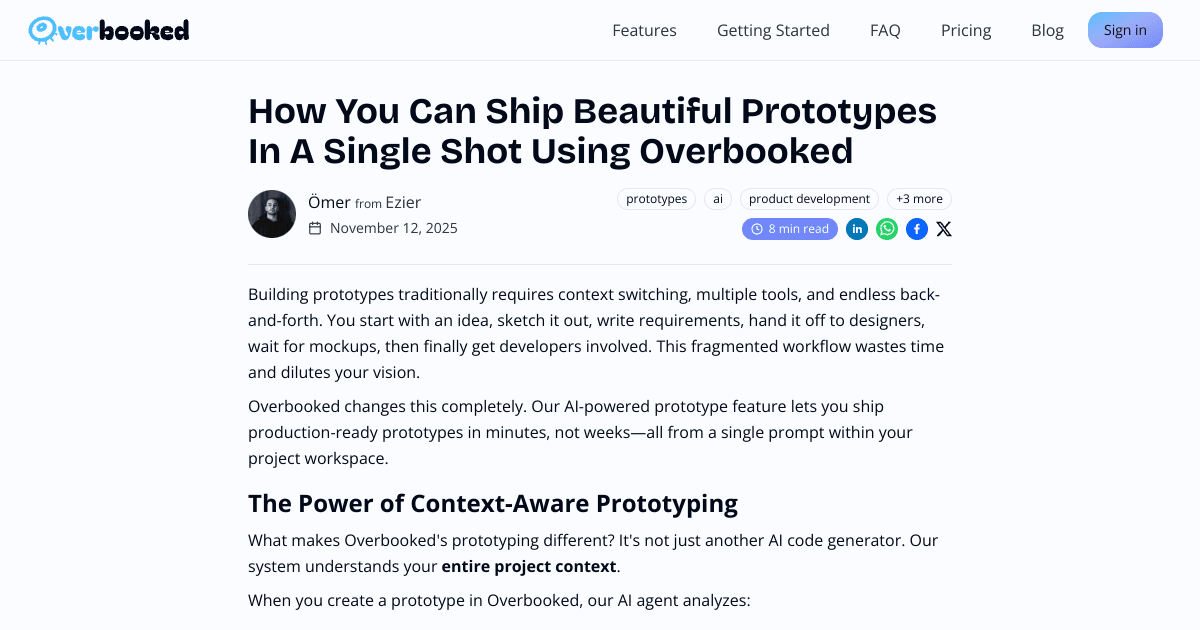 how you can ship beautiful prototypes in a single shot using overbooked