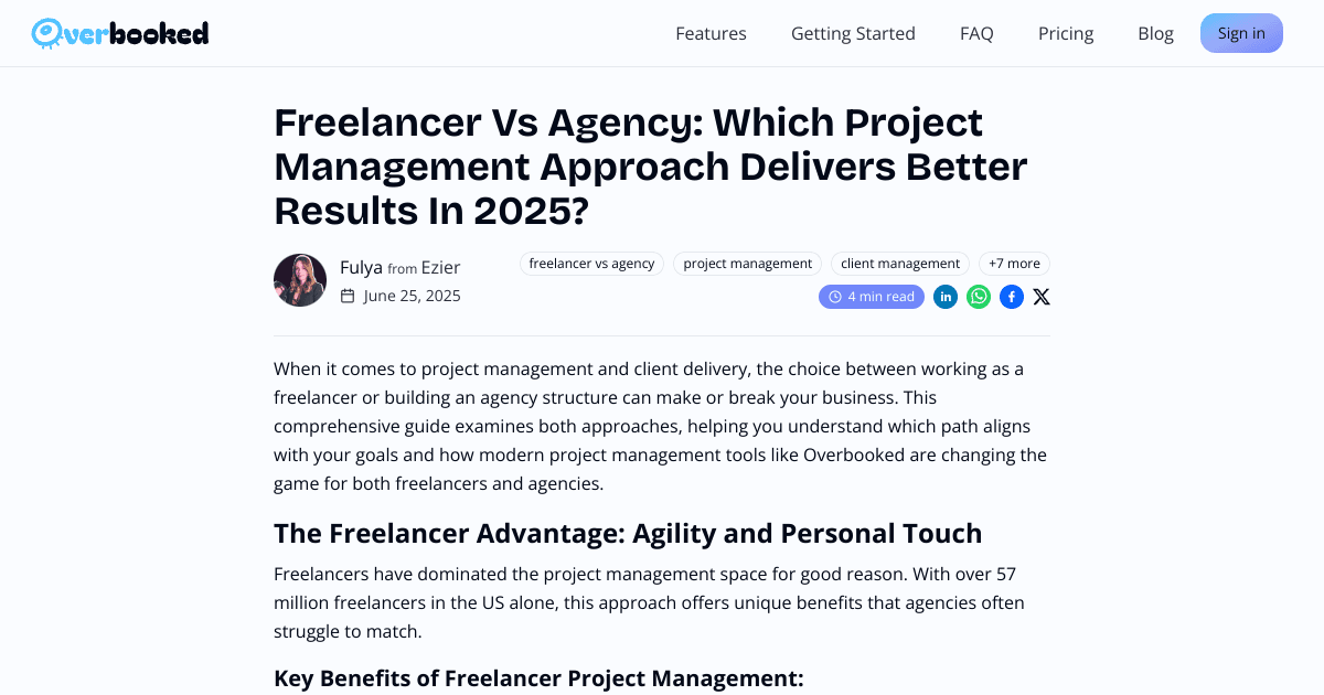 freelancer vs agency: which project management approach delivers better results in 2025?