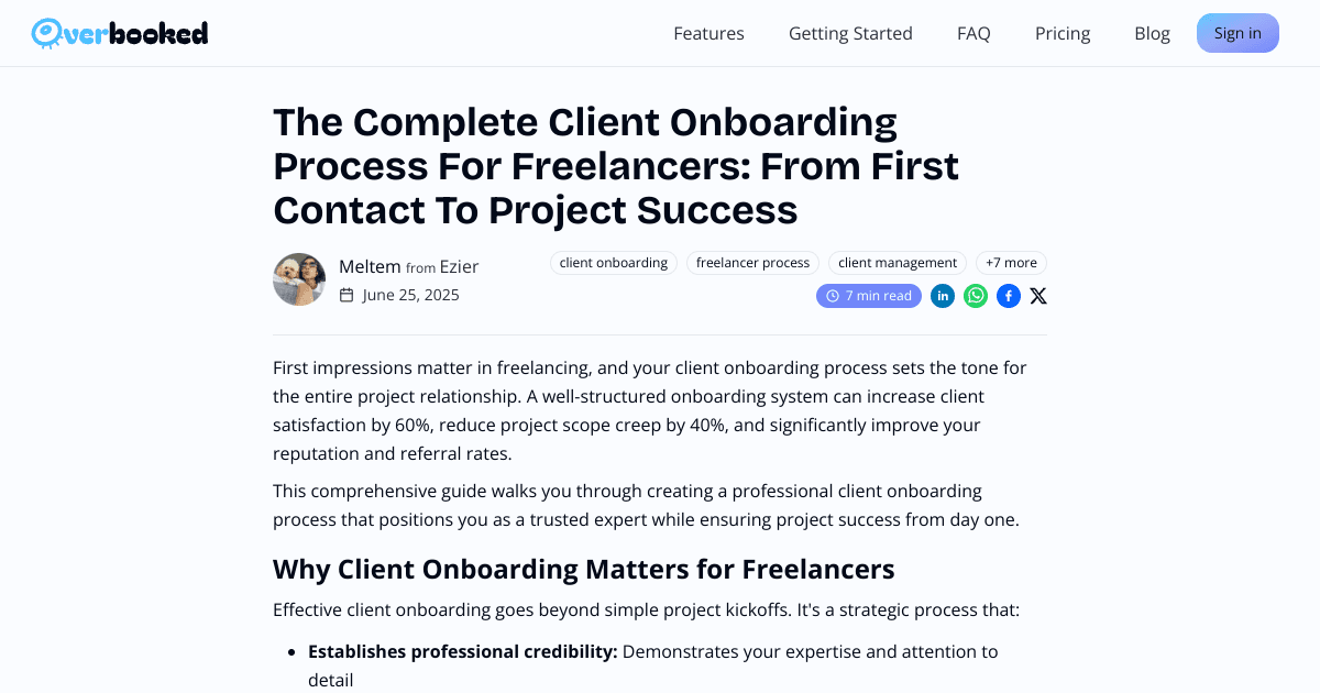 the complete client onboarding process for freelancers: from first contact to project success