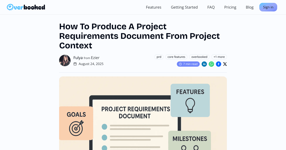 how to produce a project requirements document from project context